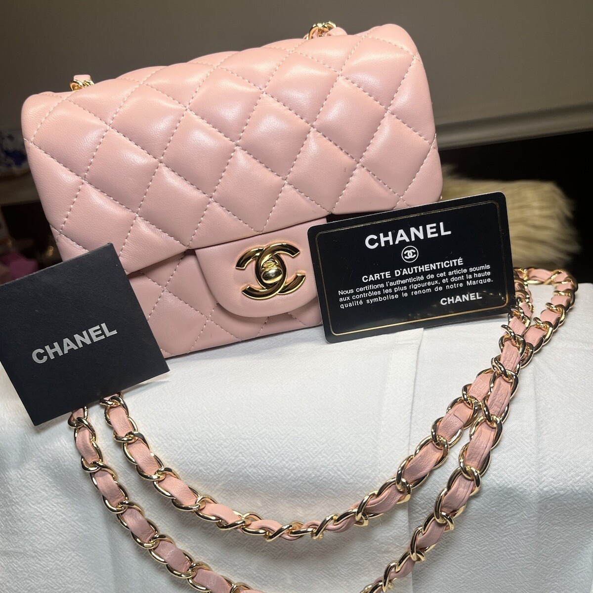 CHANEL MINI FLAP PINK & SLINGBACK TWEED SET