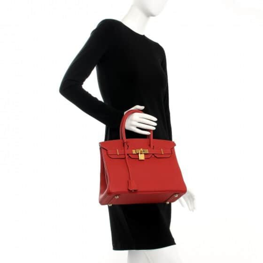 HERMÈS BIRKIN 30 BAG WITH GOLD HARDWARE IN RED