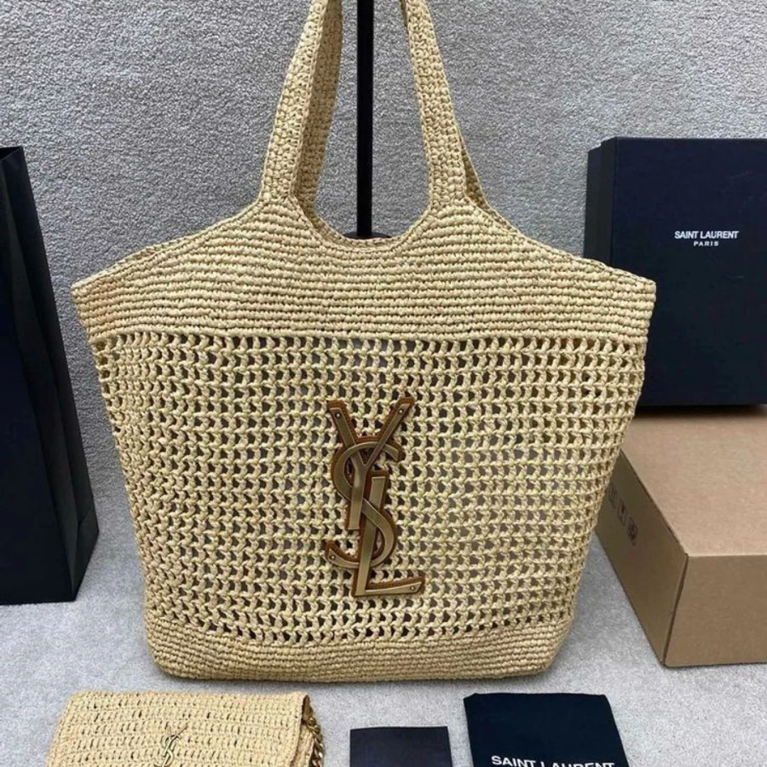 YVES SAINT LAURENT ICARE BAG IN RAFFIA