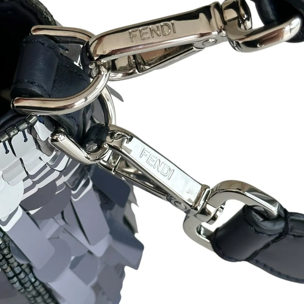 FENDI BAGUETTE BAG IN BLUE SEQUINS AND LEATHER