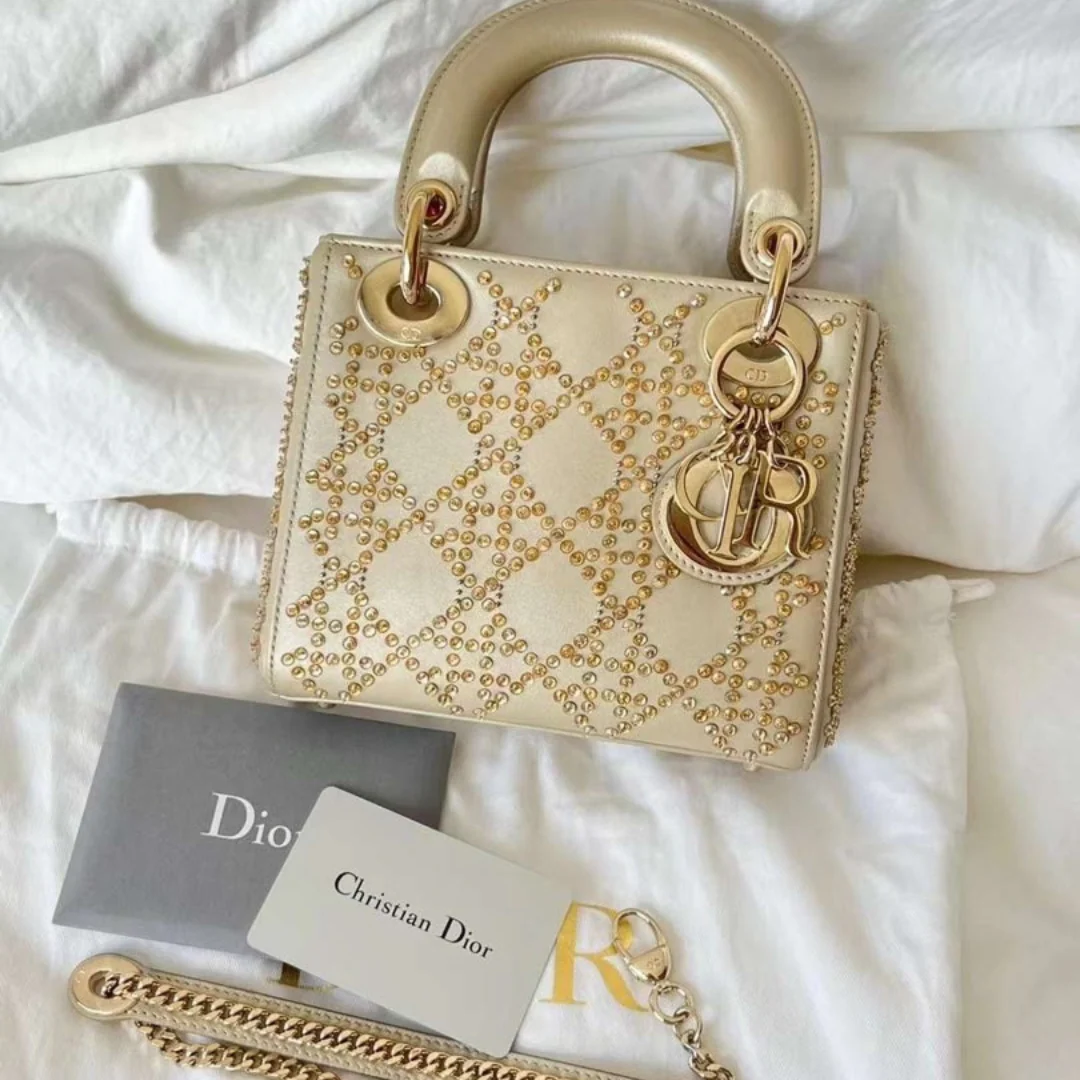 MINI LADY DIOR WITH PEARL EMBROIDERY